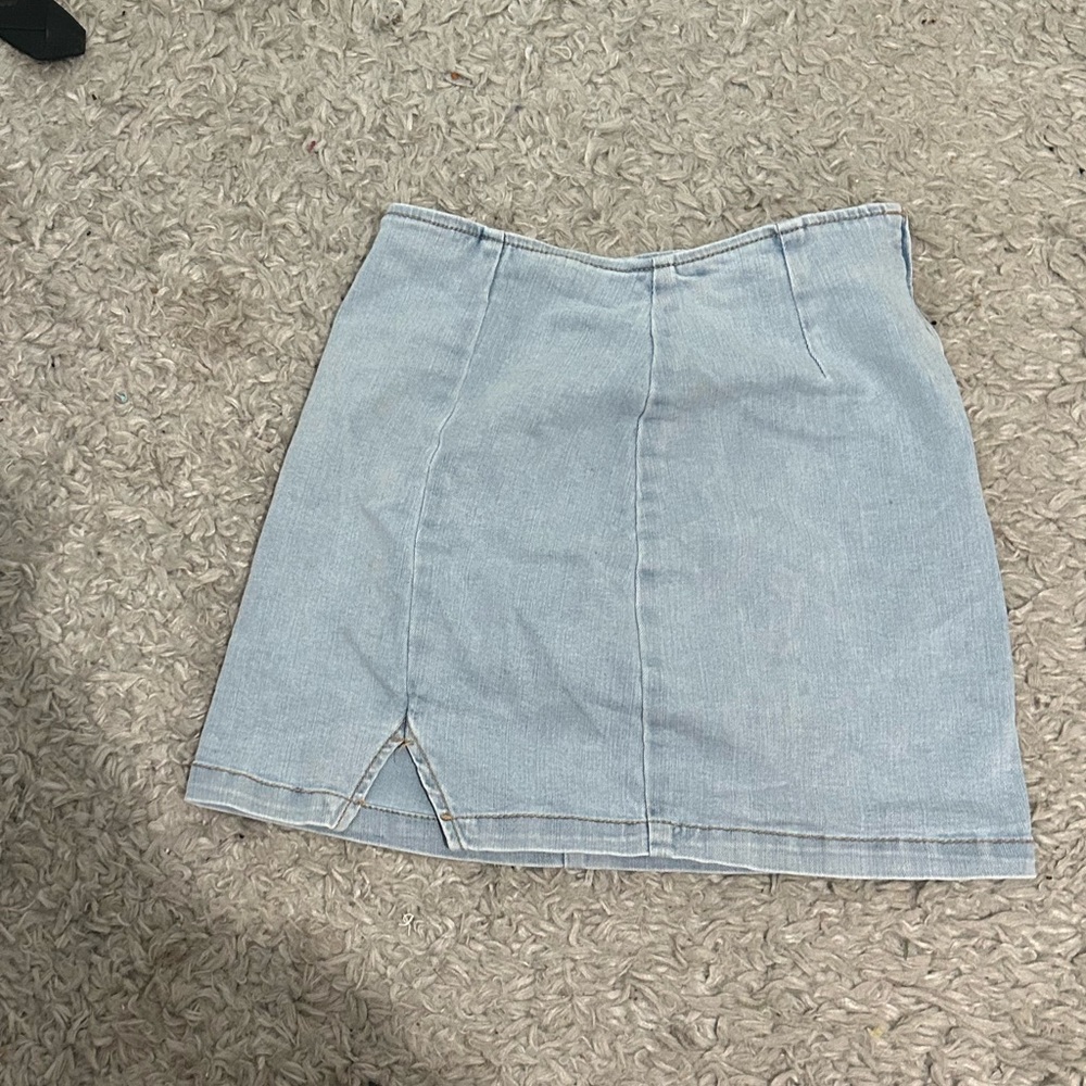 light wash jean skirt